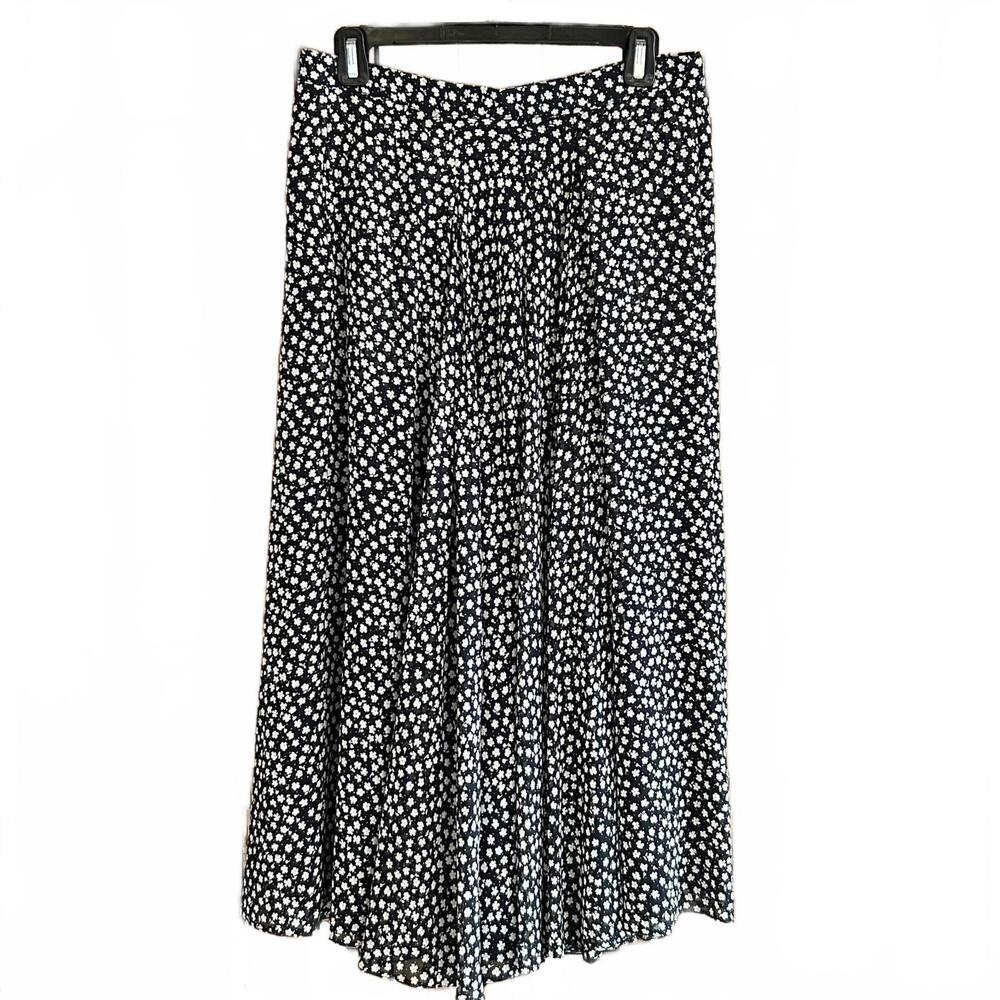 Vintage Jaeger Skirt Sz 14 Navy Blue & White Floral Maxi Cottagecore